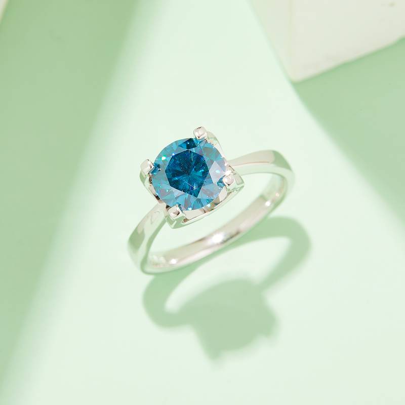 Classic牛头S925银镀白金MoissaniteWomen's Ring1.5ctD级